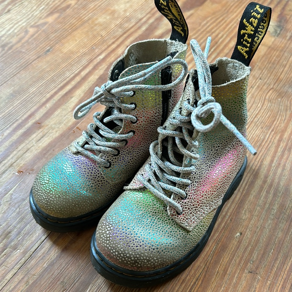 Dr. Martens sz 7 1460 pascal iridescent little kid boots